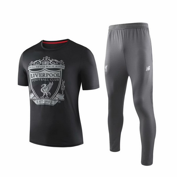 Trainingsshirt Liverpool Komplett Set 2019-20 Schwarz Grau